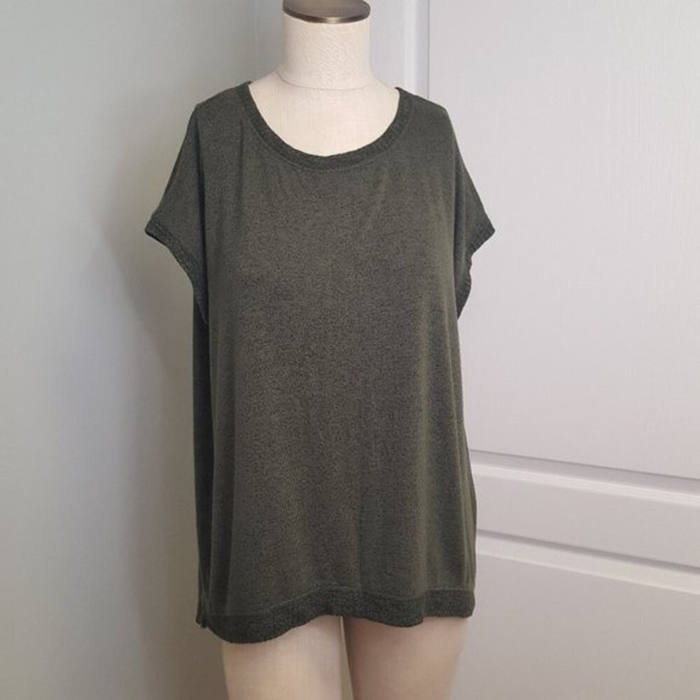 Matty M Zipper Back Olive Green Hi Lo Tunic Top